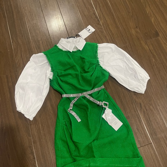 Zara textured weave green textured dress - Picture 3 of 9